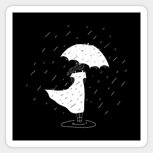 Girl in the rain Sticker